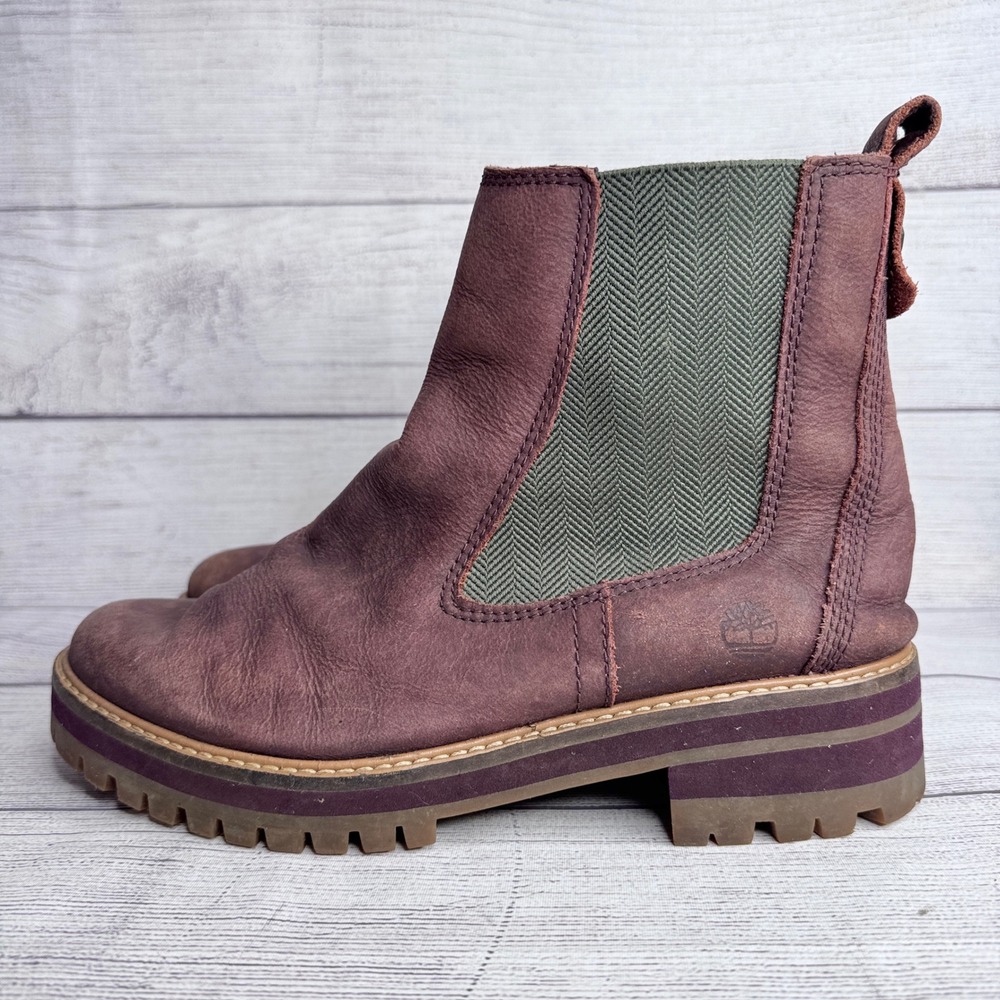 Timberland Courmayeur Valley Chelsea Boots Burgundy Leather A2DSQ Womens‎ 9.5